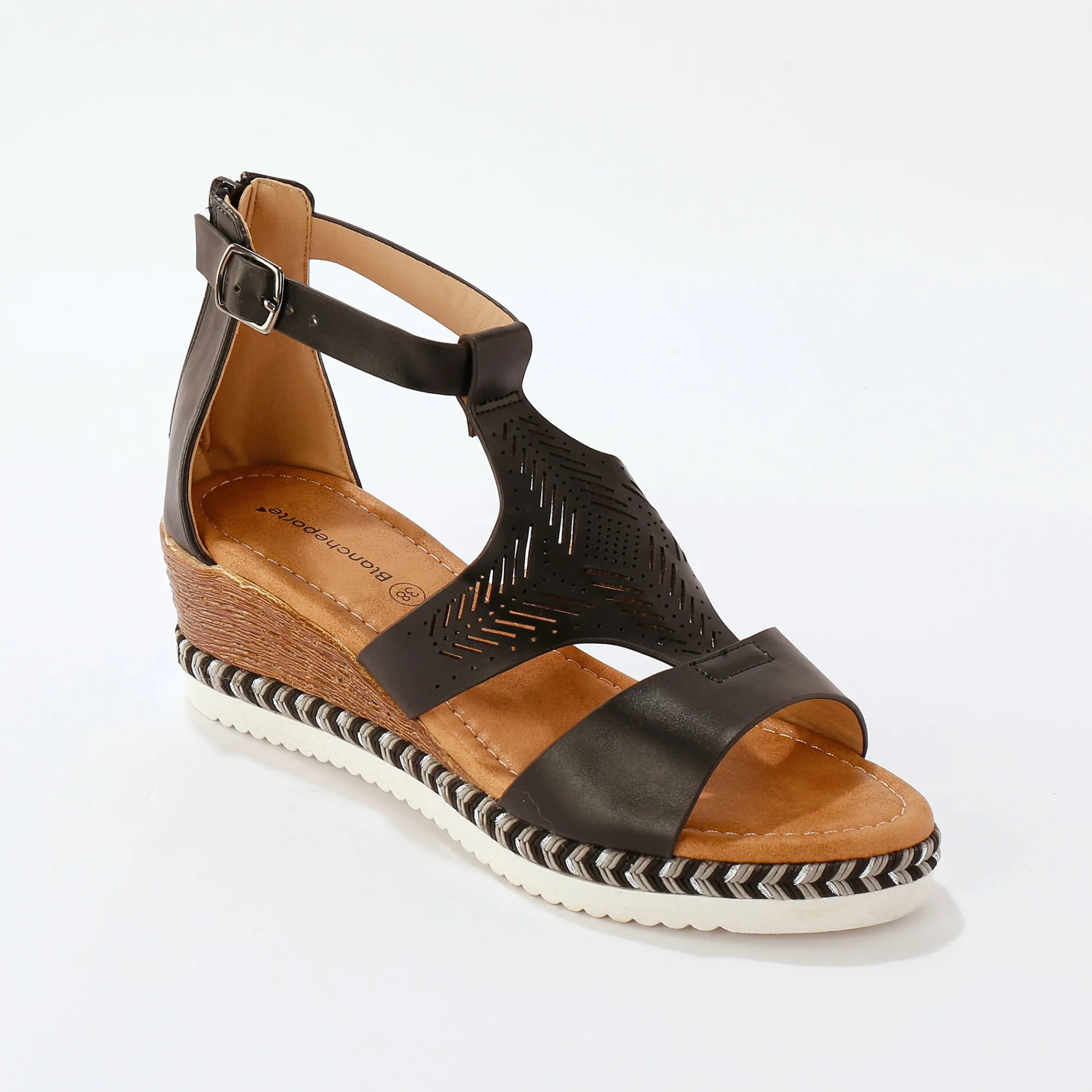 Sandalen En Espadrilles|Schoenen<Blancheporte Opengewerkte sleehaksandalen zwart