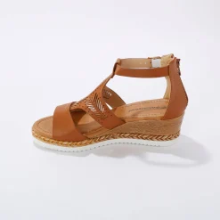 Sandalen En Espadrilles|Schoenen<Blancheporte Opengewerkte sleehaksandalen karamel