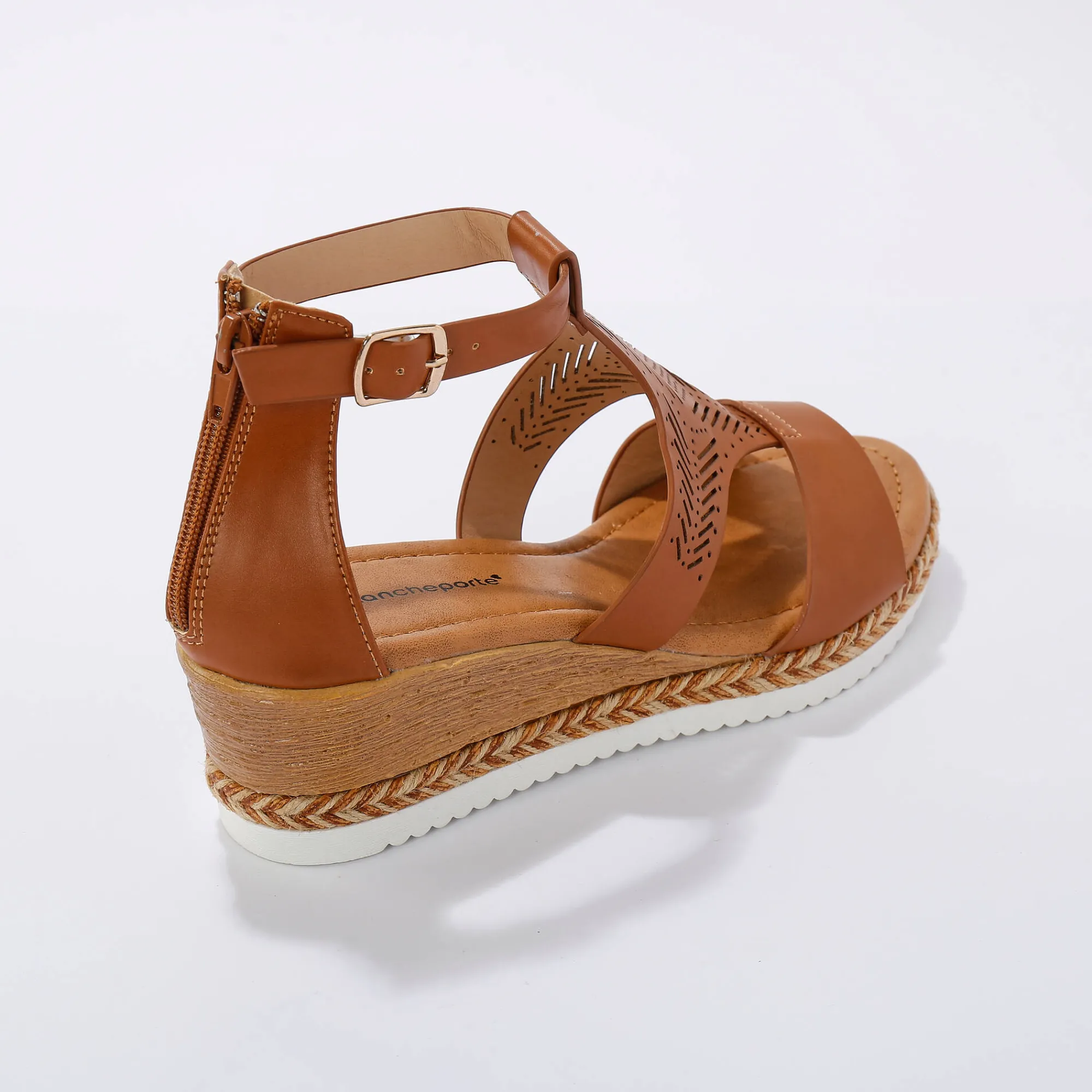 Sandalen En Espadrilles|Schoenen<Blancheporte Opengewerkte sleehaksandalen karamel