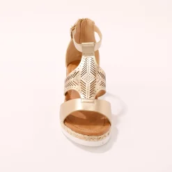 Sandalen En Espadrilles|Schoenen<Blancheporte Opengewerkte sleehaksandalen goudkleurig
