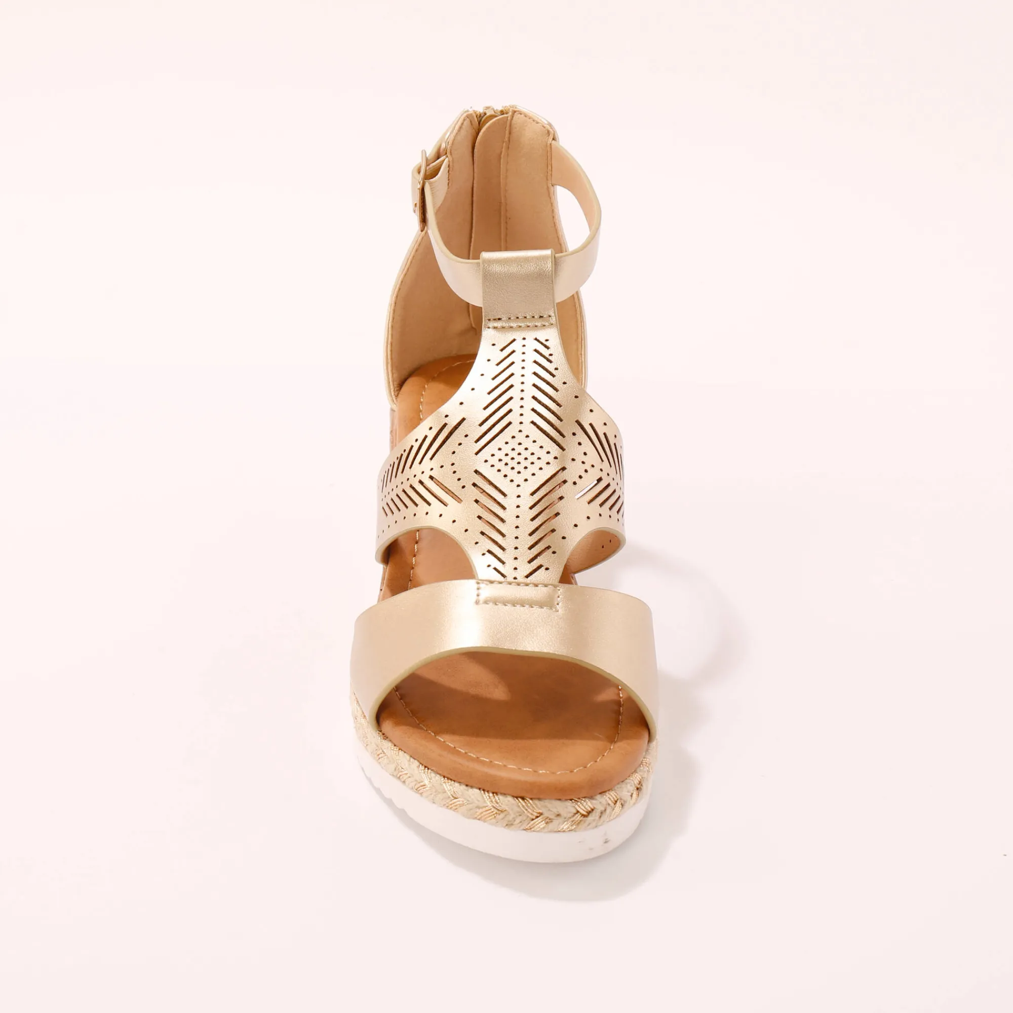 Sandalen En Espadrilles|Schoenen<Blancheporte Opengewerkte sleehaksandalen goudkleurig