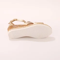 Sandalen En Espadrilles|Schoenen<Blancheporte Opengewerkte sleehaksandalen goudkleurig