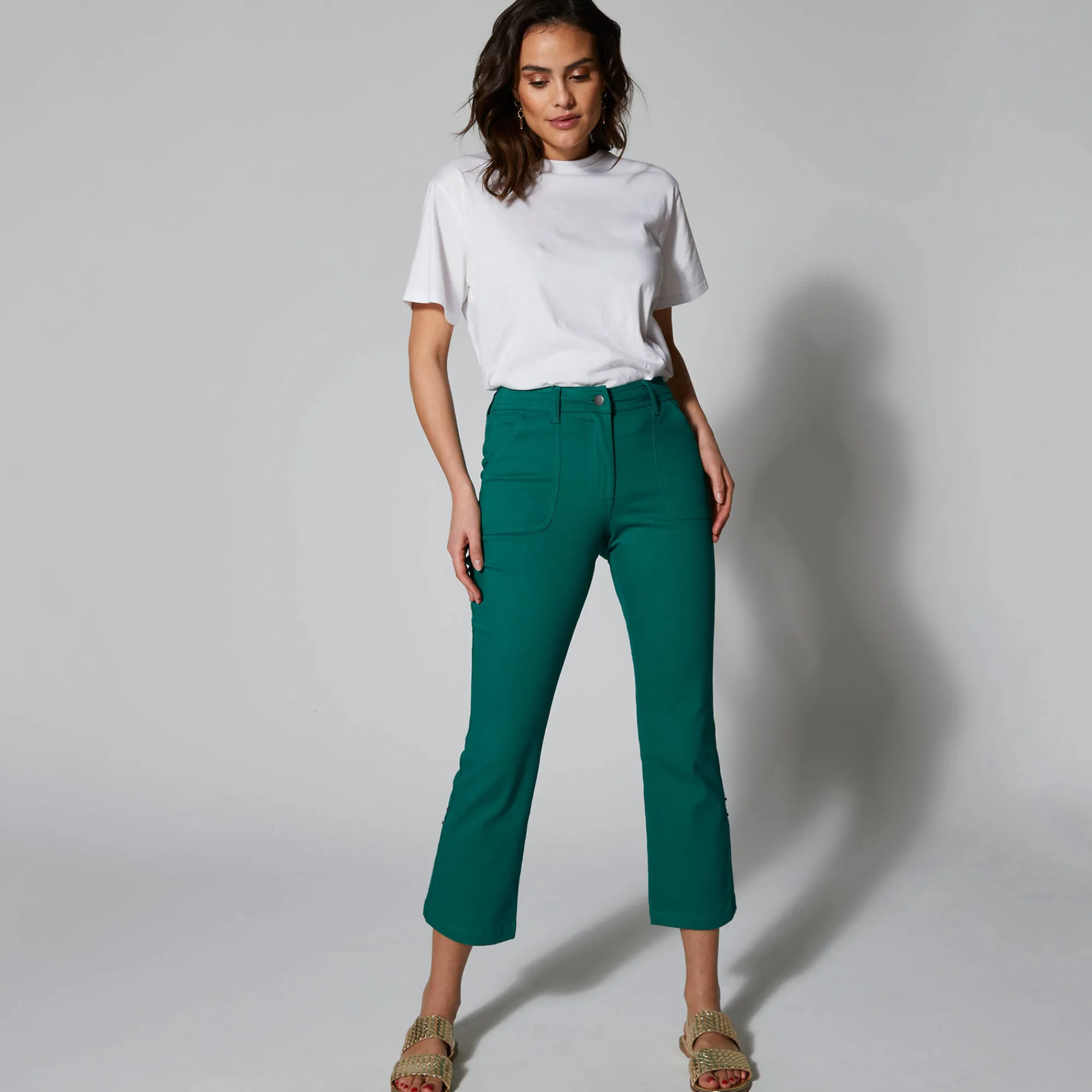 Jeans<Blancheporte Oprolbare 3/4-broek groen