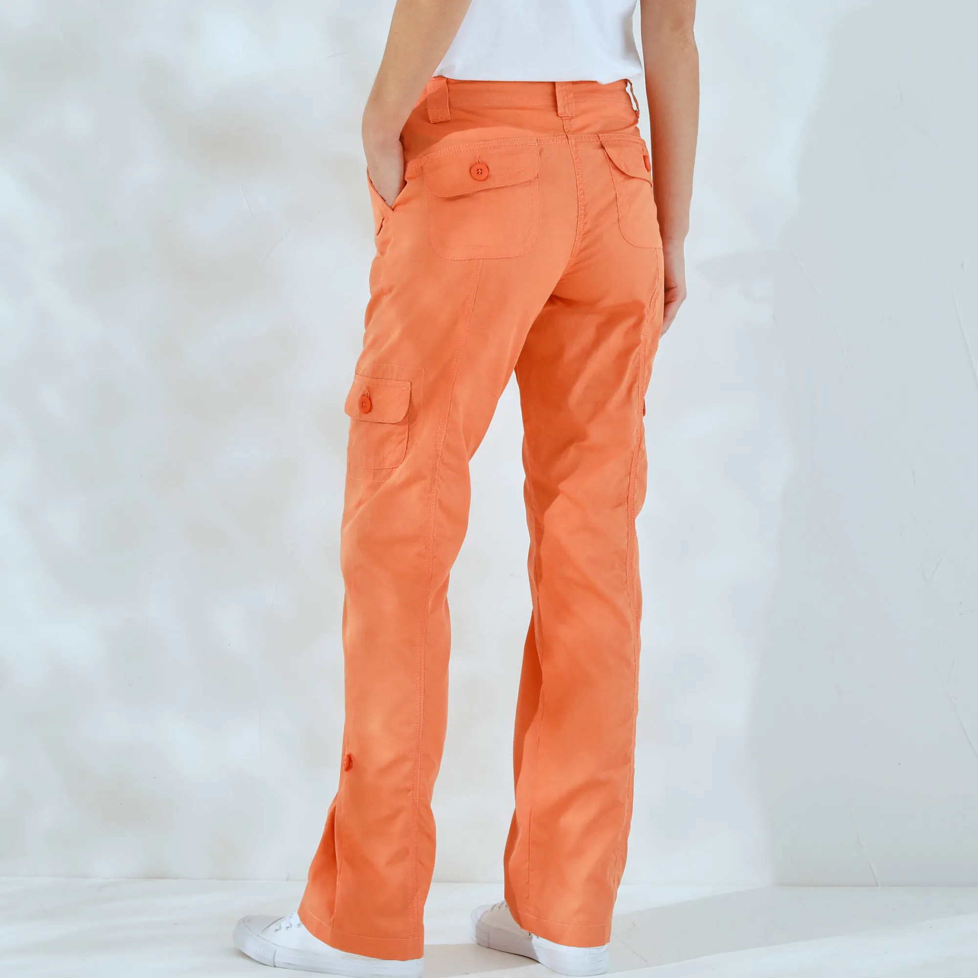 Broek<Blancheporte Oprolbare broek in battlestijl abrikoos