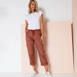 Broek<Blancheporte Oprolbare broek in battlestijl terracotta