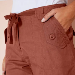 Broek<Blancheporte Oprolbare broek in battlestijl terracotta