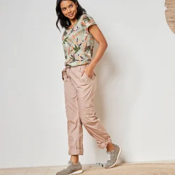 Broek<Blancheporte Oprolbare broek in battlestijl lichttaupe