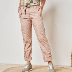 Broek<Blancheporte Oprolbare broek in battlestijl lichttaupe