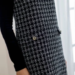 Jurk<Blancheporte Overgooierjurk, in tweed zwart / ecru