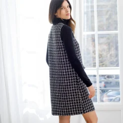 Jurk<Blancheporte Overgooierjurk, in tweed zwart / ecru