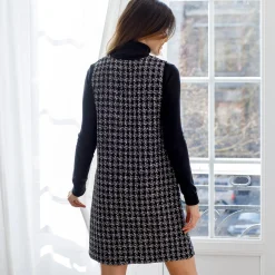Jurk<Blancheporte Overgooierjurk, in tweed zwart / ecru