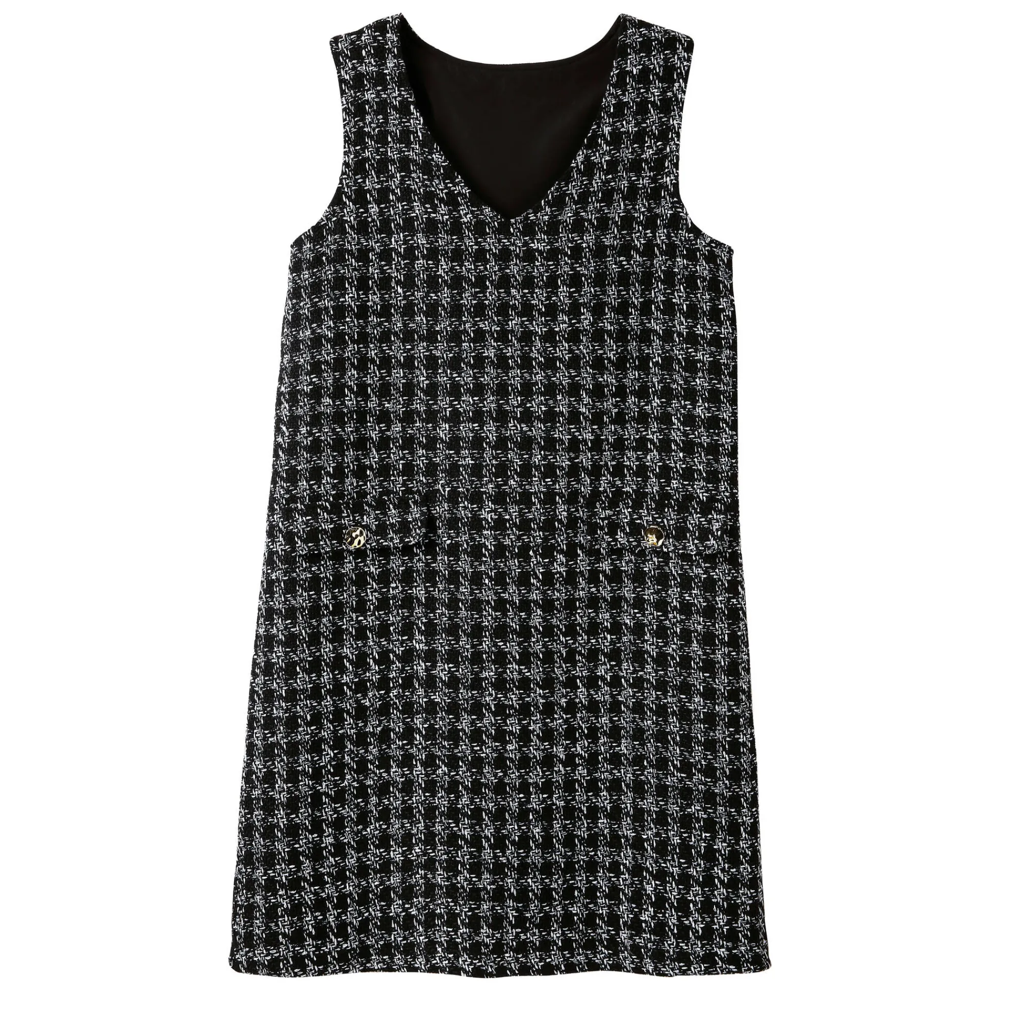 Jurk<Blancheporte Overgooierjurk, in tweed zwart / ecru