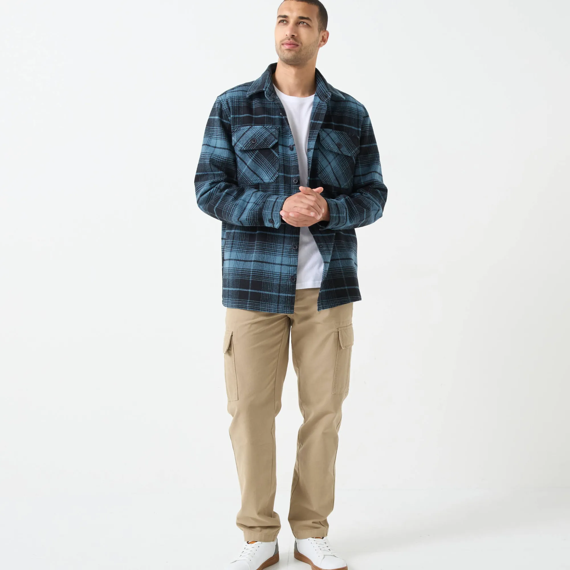 T-Shirt, Hemd En Polo<Blancheporte Overhemd met knopen, in geruit flanel van zware kwaliteit blauw / zwart