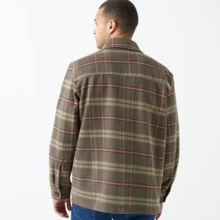 T-Shirt, Hemd En Polo<Blancheporte Overhemd met knopen, in geruit flanel van zware kwaliteit kaki / bordeaux