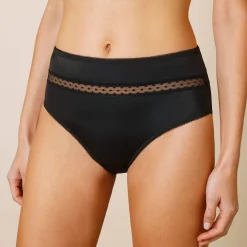 Slip En Shorty<Confidence Lingerie Paia microvezel en plumetis tule slip met hoge taille - set van 2 zwart