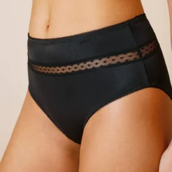 Slip En Shorty<Confidence Lingerie Paia microvezel en plumetis tule slip met hoge taille - set van 2 zwart