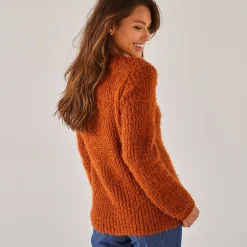 Trui En Vest<Blancheporte Paletotvest, harig tricot paprika