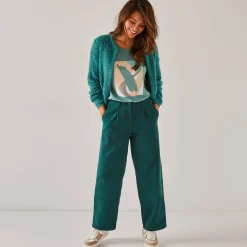 Trui En Vest<Blancheporte Paletotvest, harig tricot grijsgroen