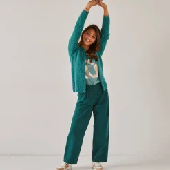 Trui En Vest<Blancheporte Paletotvest, harig tricot grijsgroen