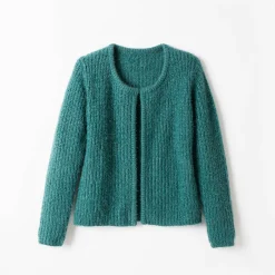 Trui En Vest<Blancheporte Paletotvest, harig tricot grijsgroen