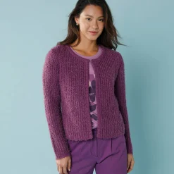 Trui En Vest<Blancheporte Paletotvest, harig tricot violine