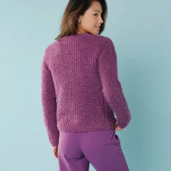 Trui En Vest<Blancheporte Paletotvest, harig tricot violine