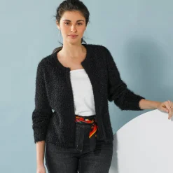 Trui En Vest<Blancheporte Paletotvest, harig tricot zwart
