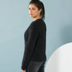 Trui En Vest<Blancheporte Paletotvest, harig tricot zwart
