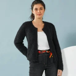 Trui En Vest<Blancheporte Paletotvest, harig tricot zwart