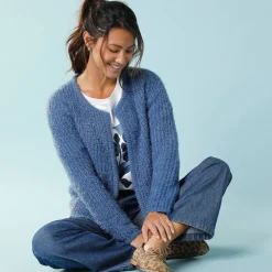 Trui En Vest<Blancheporte Paletotvest, harig tricot grijsblauw