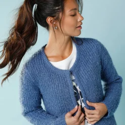 Trui En Vest<Blancheporte Paletotvest, harig tricot grijsblauw