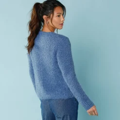 Trui En Vest<Blancheporte Paletotvest, harig tricot grijsblauw