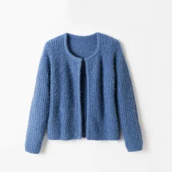 Trui En Vest<Blancheporte Paletotvest, harig tricot grijsblauw