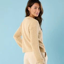 Trui En Vest<Blancheporte Paletotvest in fantasietricot, Kleine Lengtes zandkleur