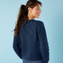 Trui En Vest<Blancheporte Paletotvest in fantasietricot, Kleine Lengtes indigo