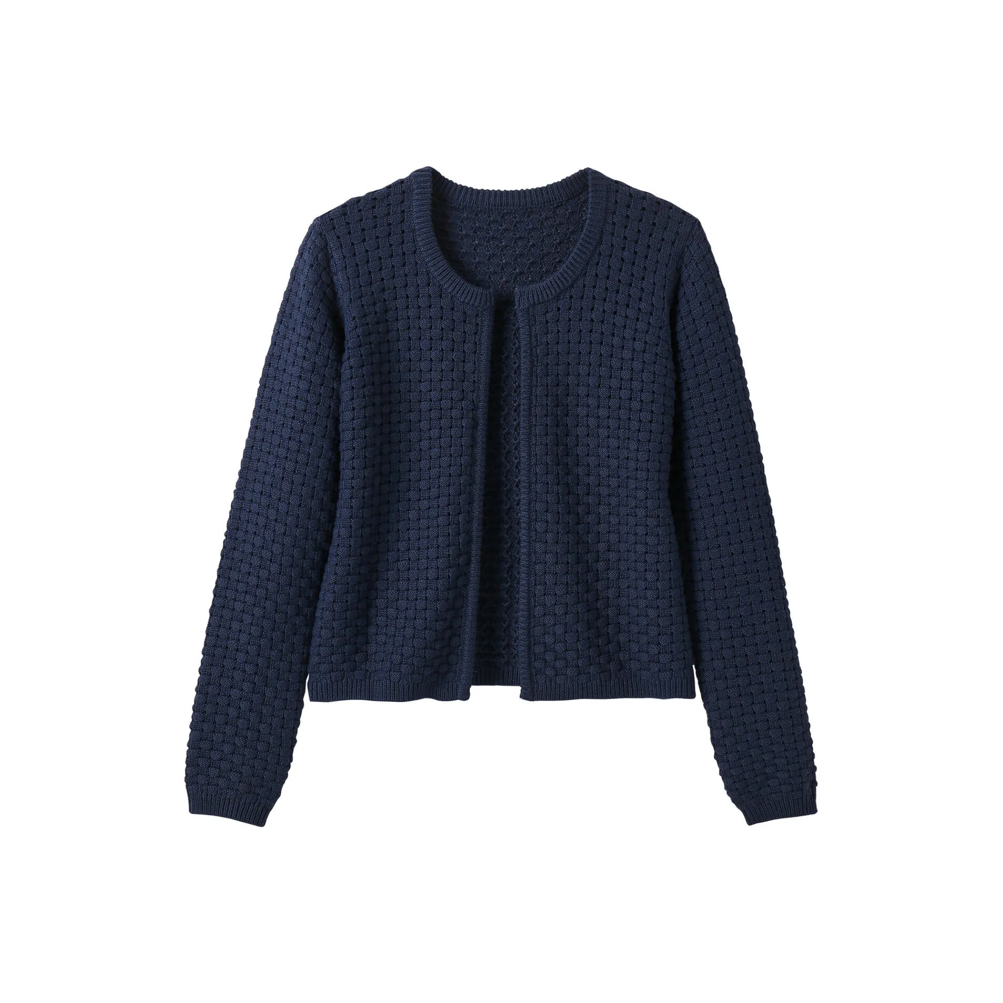 Trui En Vest<Blancheporte Paletotvest in fantasietricot, Kleine Lengtes indigo