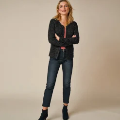 Trui En Vest<Blancheporte Paletotvest in zacht fantasietricot zwart