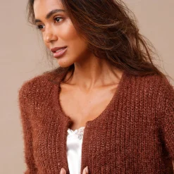 Trui En Vest<Blancheporte Paletotvest in zacht fantasietricot chocolade