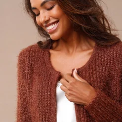 Trui En Vest<Blancheporte Paletotvest in zacht fantasietricot chocolade