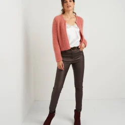 Trui En Vest<Blancheporte Paletotvest in zacht fantasietricot blushroze