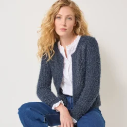 Trui En Vest<Blancheporte Paletotvest in zacht fantasietricot marine