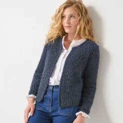 Trui En Vest<Blancheporte Paletotvest in zacht fantasietricot marine