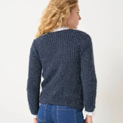 Trui En Vest<Blancheporte Paletotvest in zacht fantasietricot marine