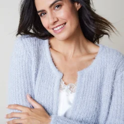 Trui En Vest<Blancheporte Paletotvest in zacht fantasietricot parelgrijs