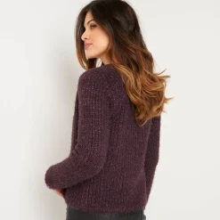 Feestoutfits Dames|Trui En Vest<Blancheporte Paletotvest in zacht fantasietricot marron glacé