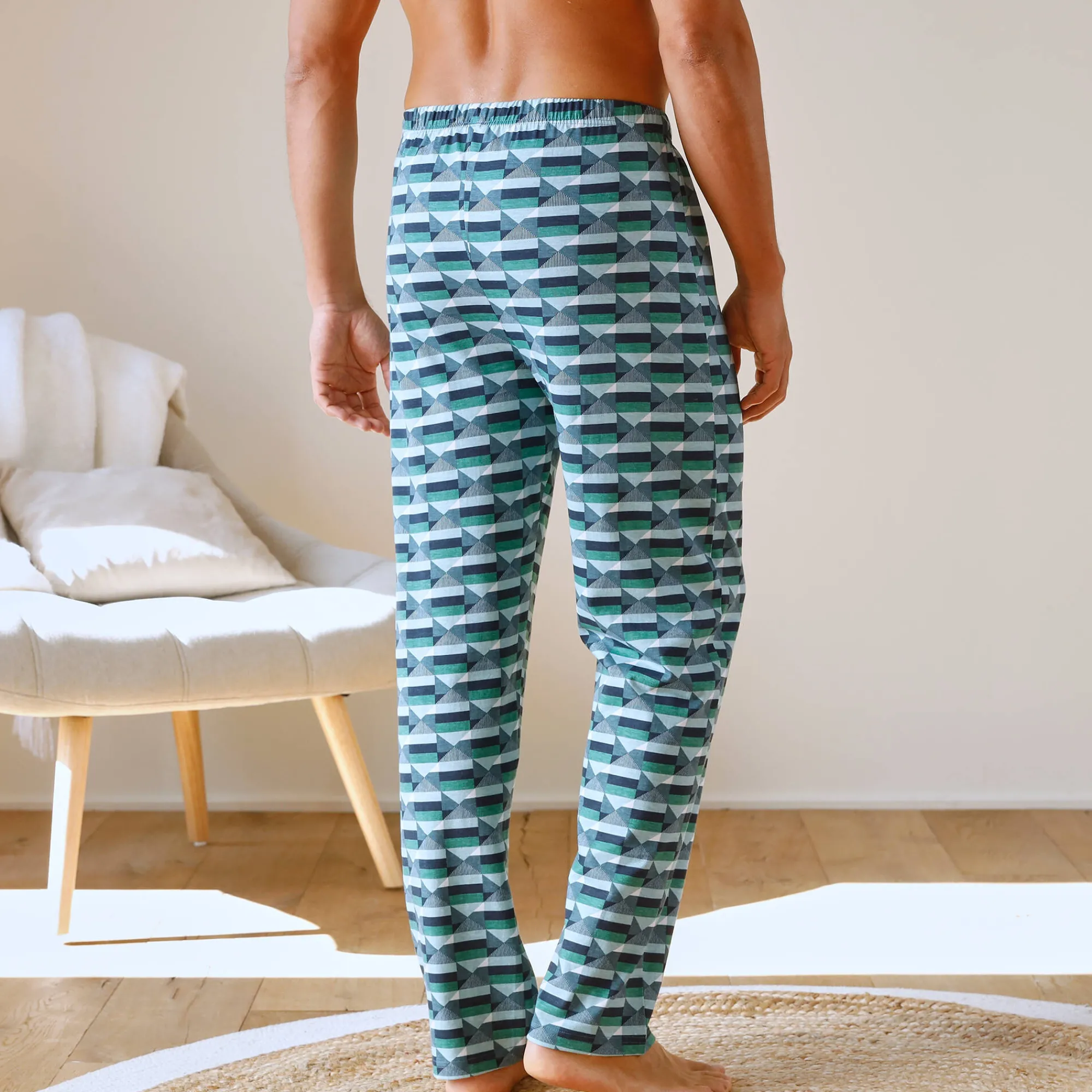 Pyjama En Kamerjas<Blancheporte Pantalon pyjama coton imprimé blauw / groen