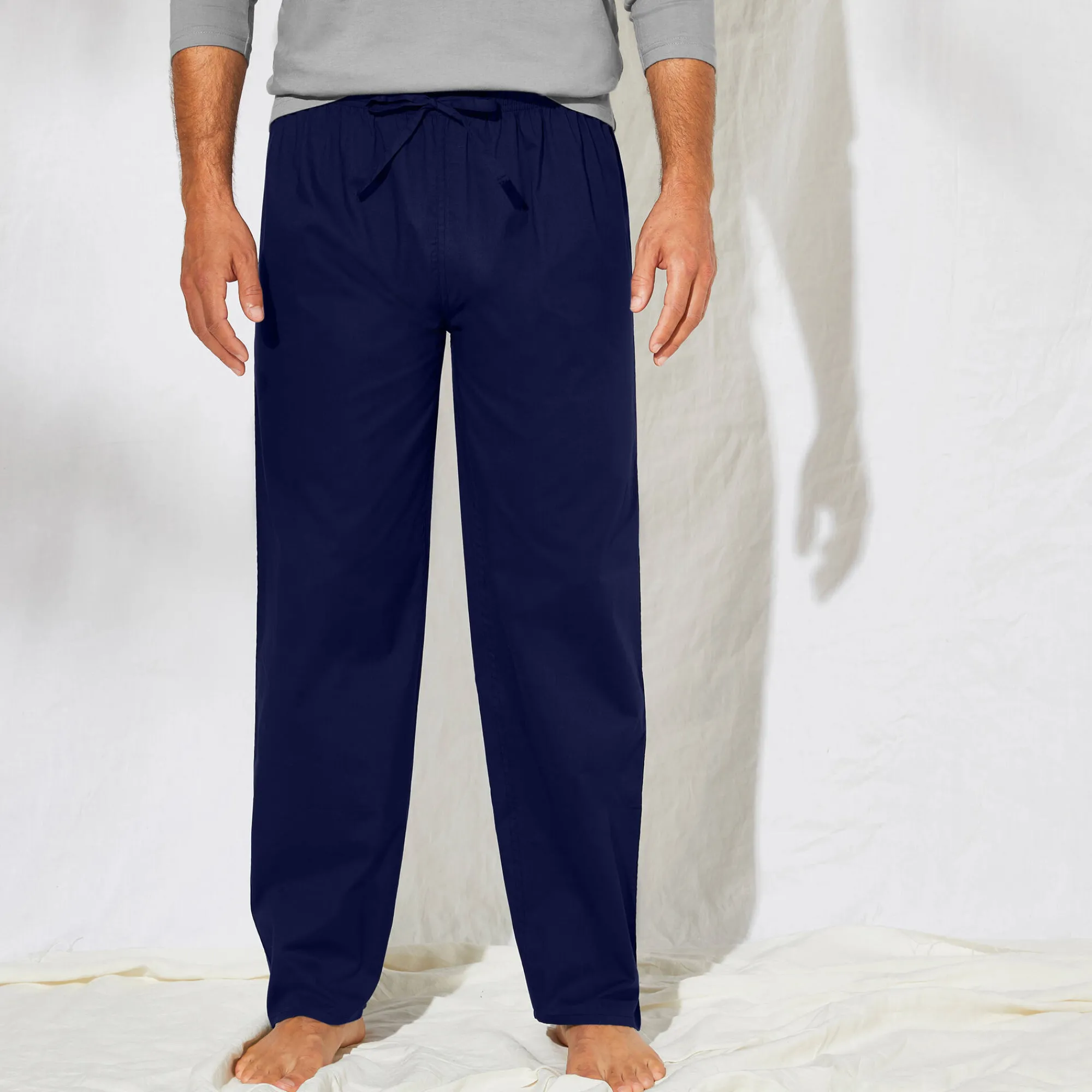 Pyjama En Kamerjas<Blancheporte Pantalon pyjama uni + carreaux bas droits - lot de 2 blauw + marine