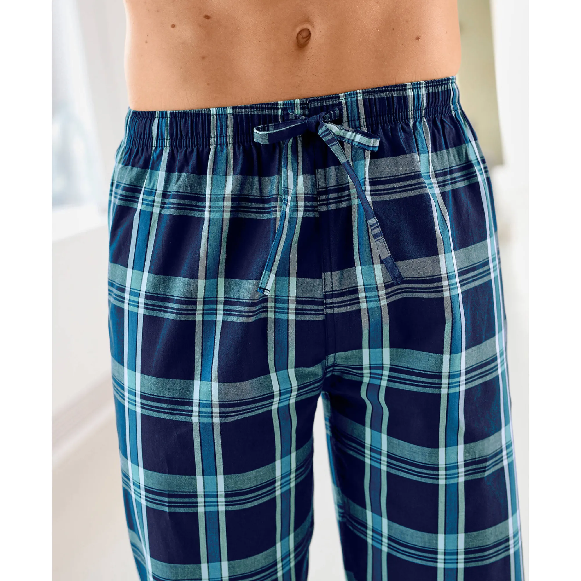 Pyjama En Kamerjas<Blancheporte Pantalon pyjama uni + carreaux bas droits - lot de 2 blauw + marine