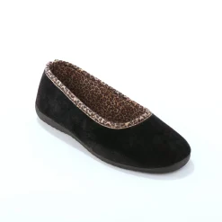 Sloffen|Sloffen<Blancheporte Pantoffels in ballerinamodel, biesje met luipaardmotief zwart