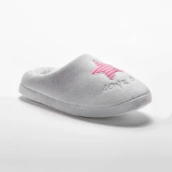 Sloffen|Sloffen<Blancheporte Pantoffels in fleece - geborduurde ster lichtgrijs